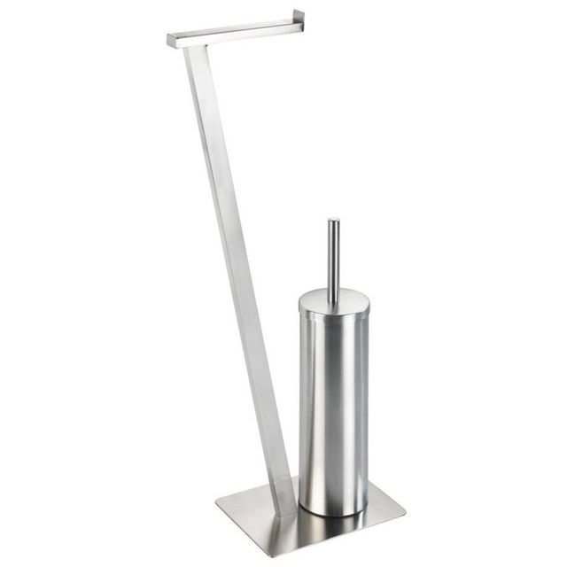 Perie WC cu suport hartie igienica LIRIO, Alb, 68x30x15 cm, WENKO