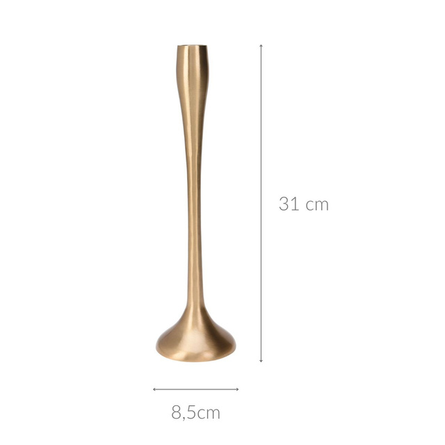 Candelabru auriu pentru o lumânare, 8,5 x 31 cm