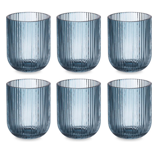Pahare joase pentru apa LINES din sticla canelata, set de 6, 270 ml