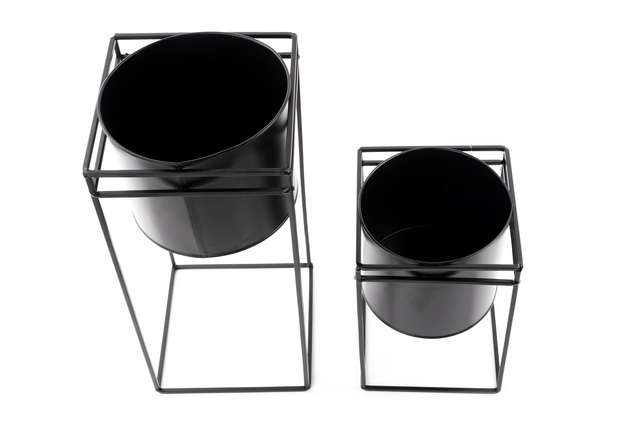 Set suport pentru flori modern din metal, 2 bucăți, negru