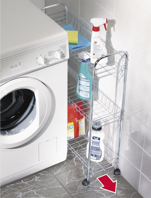 Raft de bucătărie pe roți - raft îngust pentru baie, 3 niveluri