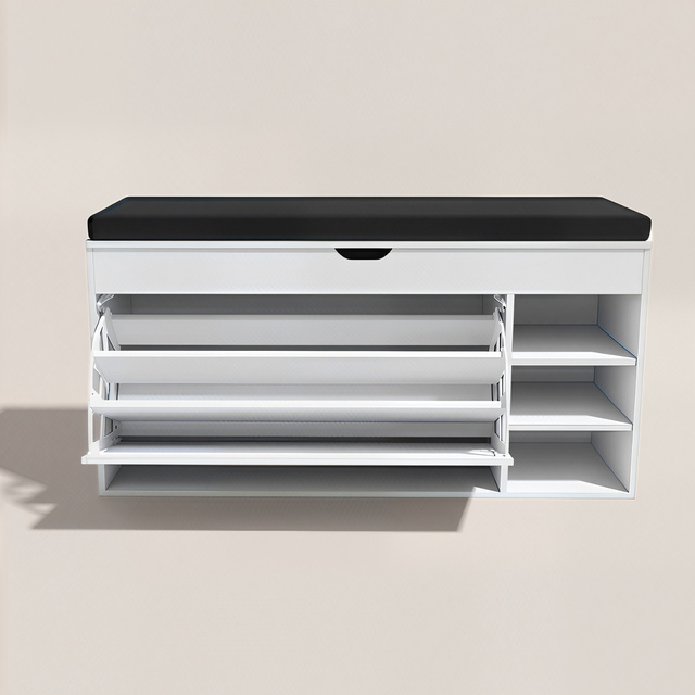 Dulap pentru pantofi cu loc de șezut și rafturi retractabile GRADIA, 100 x 34 x 50 cm