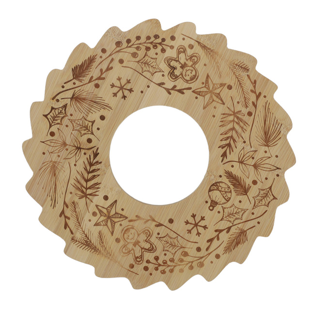 Tavă din bambus pentru servirea gustărilor BELLUNE, coroană de Crăciun, Ø 30 cm