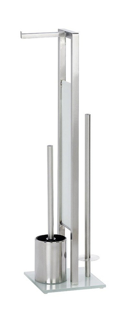 Suport pentru hârtie igienică și perie de toaletă, RIVALTA - 3 în 1, WENKO, argintiu mat.