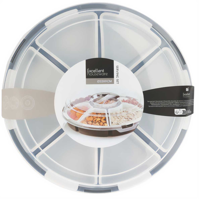 Tava portabila pentru gustari cu compartimente extraabile, Ø 33 cm