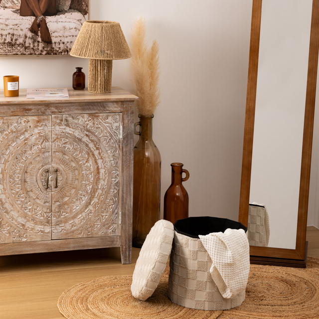 Puf rotund pliabil PASTI, tuftat, Ø 38 cm