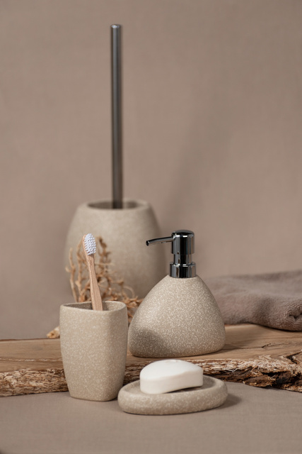 Perie WC cu suport PION, Bej, 38x13,5 cm, WENKO