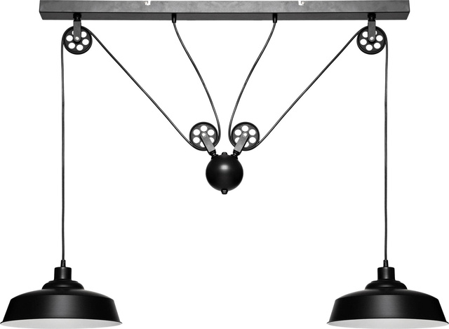 Lampă suspendată EZIO, metalică, neagră, înălțime 60 cm