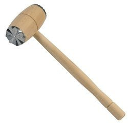 Fleischklopfer, Buche, 2 Metallköpfe, 32 cm lang, FSC, EAN-Sticker