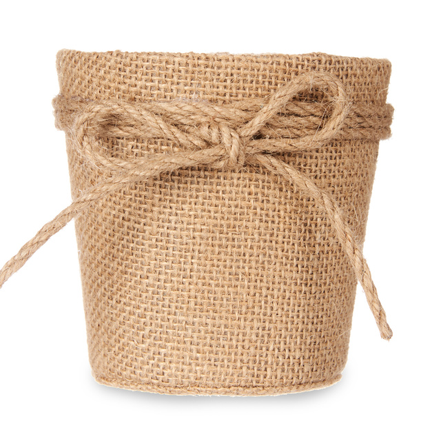 Husa pentru ghiveci impletit cu fundita de iuta, Ø 10 cm