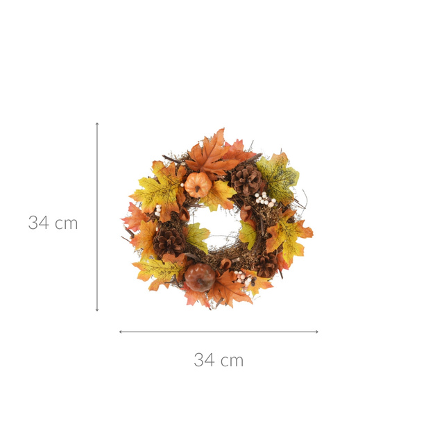 Coroană decorativă de toamnă, Ø 34 cm