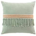 Perna decorativa din bumbac cu decor de iuta si franjuri JANARA, 45 x 45 cm