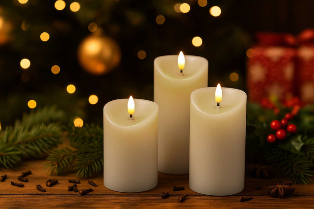 Lumânări decorative LED Ø 7 cm, 3 buc.