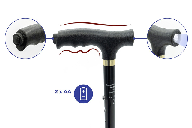 Baston din aluminiu pliabil, reglabil pe inaltime, cu lumina LED