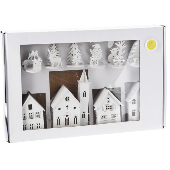 Decorațiune LED în formă de căsuțe de pus pe masă