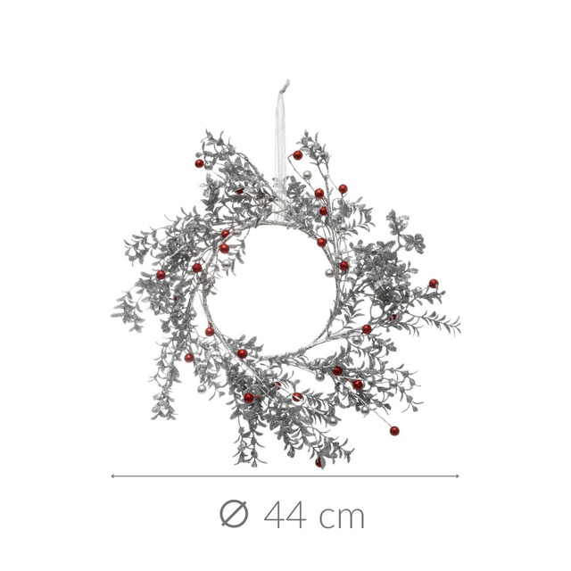 Coronita de Crăciun, argintie, plastic, 44 cm