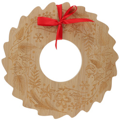 Tavă din bambus pentru servirea gustărilor BELLUNE, coroană de Crăciun, Ø 30 cm