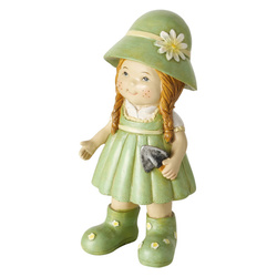 Figurina decorativa, fetita in costum verde Saskia, inaltime 15,5 cm