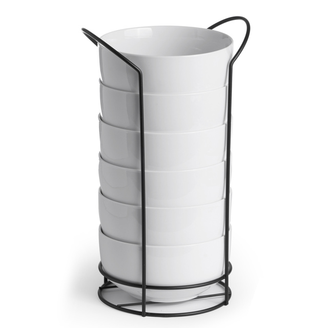 Set de 6 boluri cu suport, 800 ml