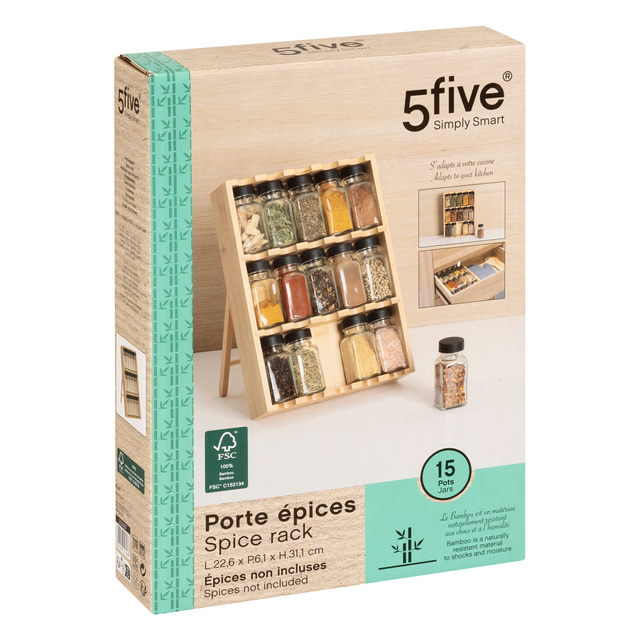 Organizator pentru condimente pentru sertar sau blat, 15 borcănele