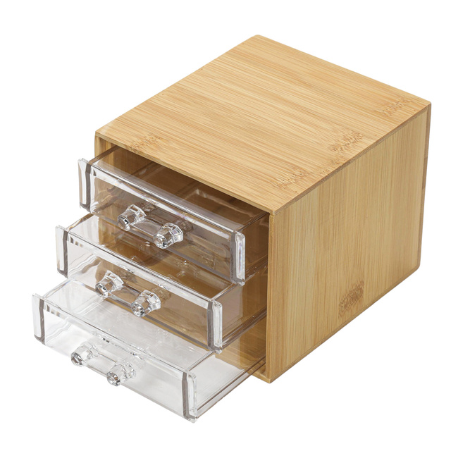 Organizator cosmetic cu trei sertare transparente