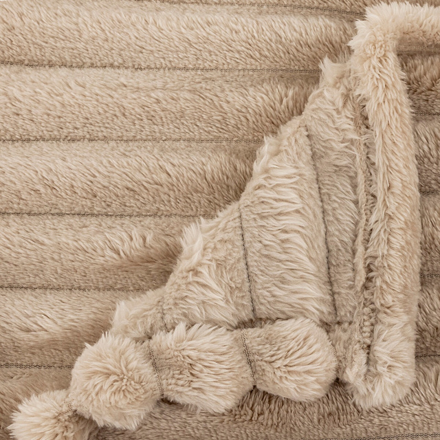 Pătură flanelată din cord 130 x 170 cm -bej