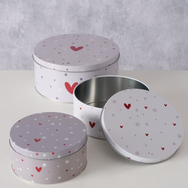 Set de trei cutii de depozitare ANELLA, Ø 14-20 cm