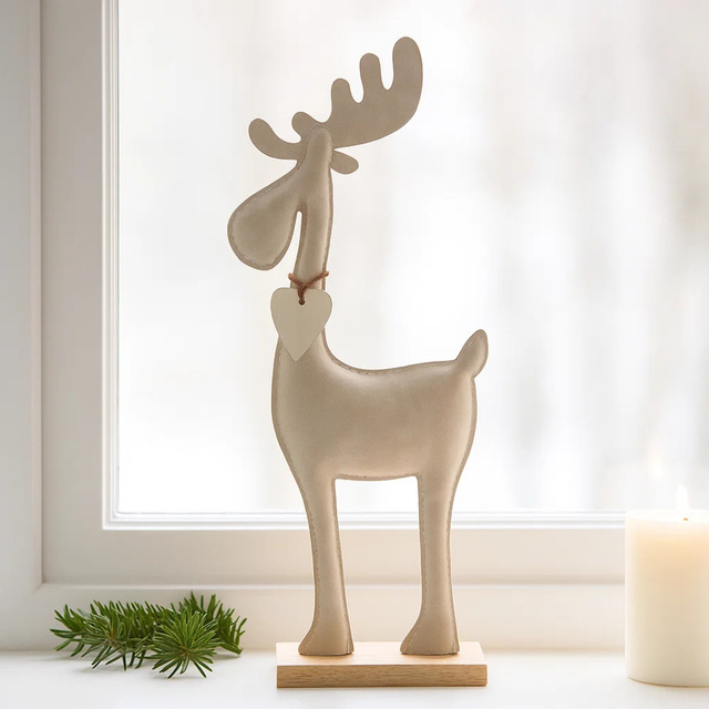 Figurina de ren handmade BOONER, 34 cm, bej