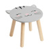 Scaunel din lemn pentru copii SAFARI cu motiv de animale, 28 cm, pisicuță