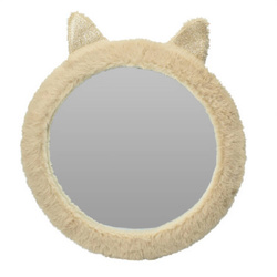 Oglindă pentru camera copilului, pisicuță din pluș cu urechi, Ø 31 cm