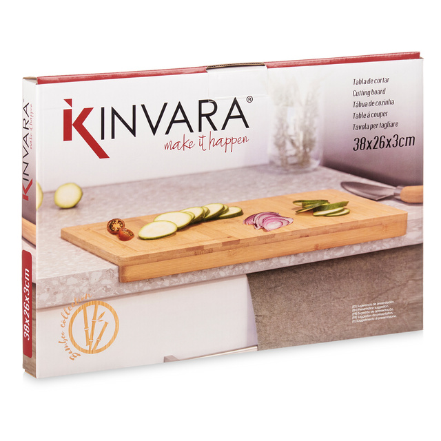 Tocator din bambus cu margine pentru blat, 38 x 26,5 x 3,2 cm