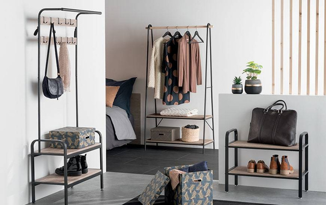 Raft pantofi, încălțăminte, pe 2 niveluri pentru 7 perechi, din lemn