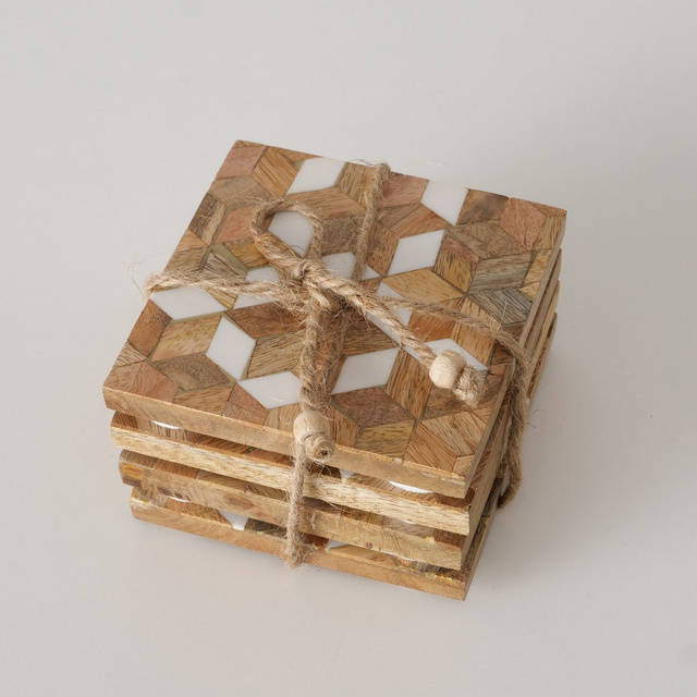 Set 4 suporturi pentru pahare din lemn Moskia