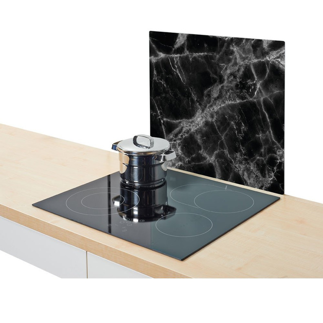 Placă de protecție din sticlă MARBLE BLACK pentru aragaz – mare, ZELLER, model 4