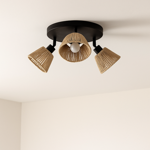 Lămpi de plafon MYHA 3 abajururi din hârtie împletită, 3 x Ø 25 cm