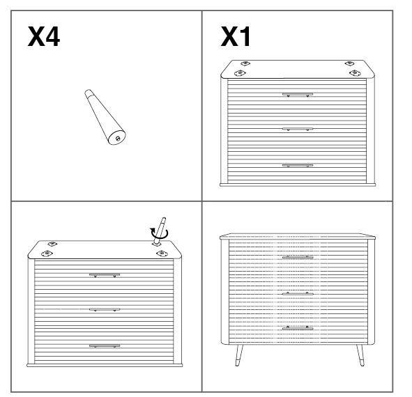 Comoda cu detalii aurii, 3 sertare