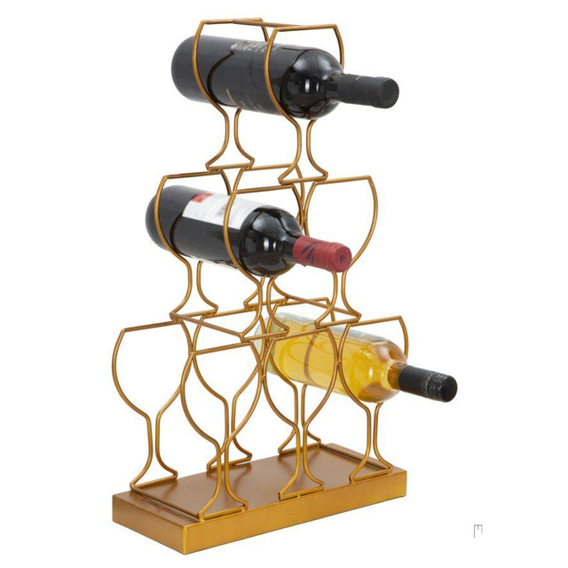 Suport pentru 6 sticle de vin, auriu, 31 x 12 x 53 cm