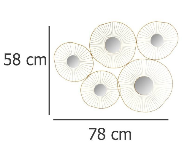 Oglinzi decorative WIRED, 5 elemente, culoare aurie