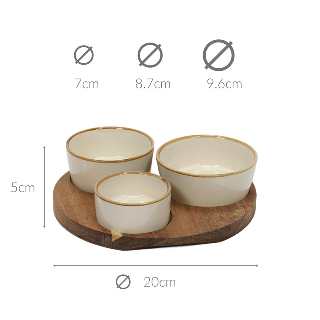 Set de servire pentru gustari, suport de salcam