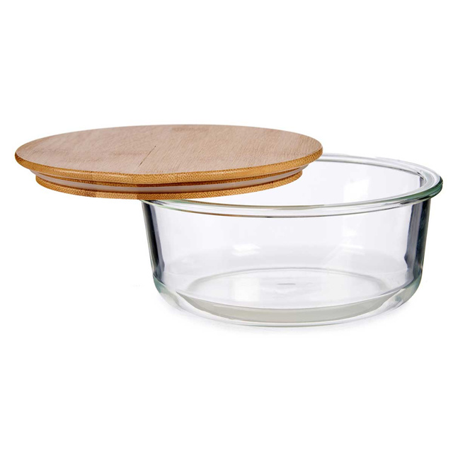Recipient din sticlă pentru alimente cu capac din bambus etans