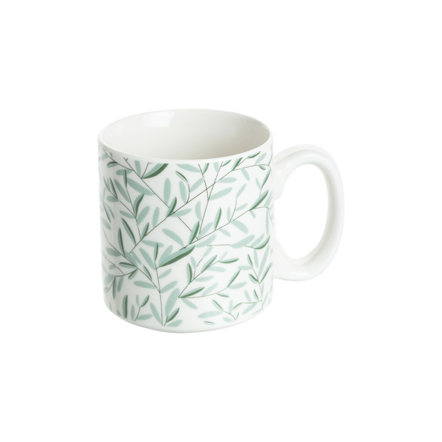 Set 4 cesti ceramice pe suport, 240 ml, motiv vegetal