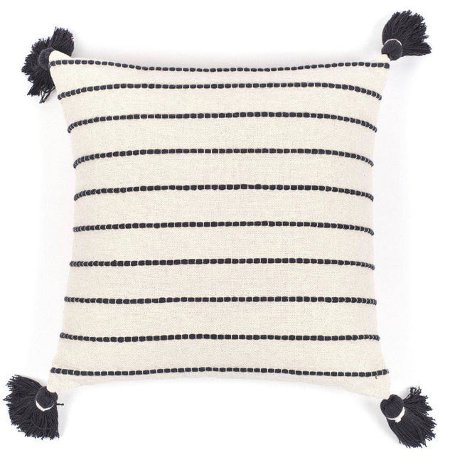 Perna din bumbac cu ciucuri Dotted line, 45 x 45 cm