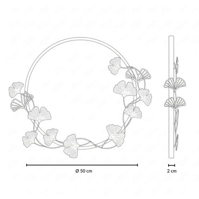 Oglindă rotundă de perete cu ramă decorativă SOL, Ø 50 cm