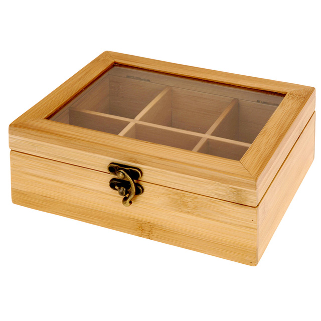 Cutie de bambus pentru ceai la plic - 6 compartimente
