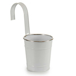 Ghiveci suspendat in forma de galeata, tabla, alb, Ø 13 cm