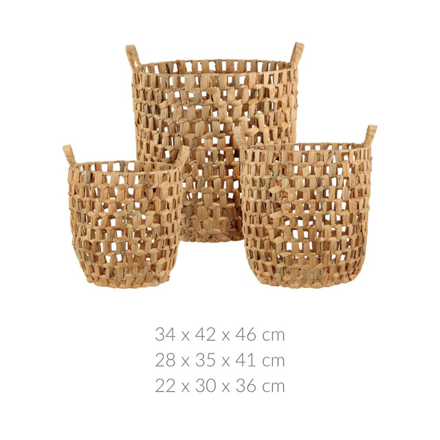 Cosuri de depozitare cu manere, impletitura din iarba de mare, dreptunghiulare, 3 bucati