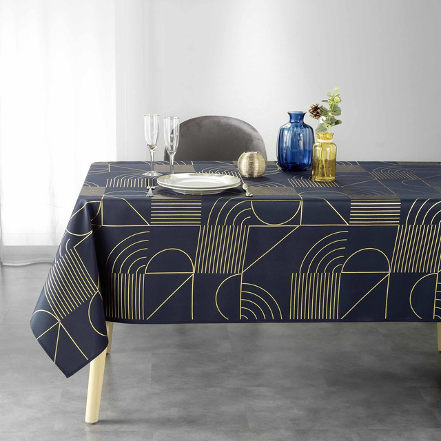 Fata de masa dreptunghiulara, cu print metalic, LINEOR, 150 x 300 cm