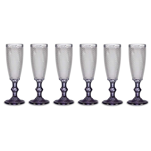 Set 6 pahare pentru sampanie cu model, 185 ml