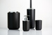 Set accesorii baie BRASIL BLACK, dozator de sapun + perie de toaleta + coș de gunoi 2 l, WENKO