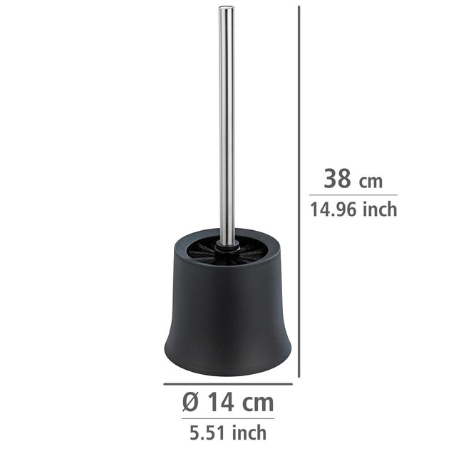 Recipient pentru perie + perie WC, WENKO, negru